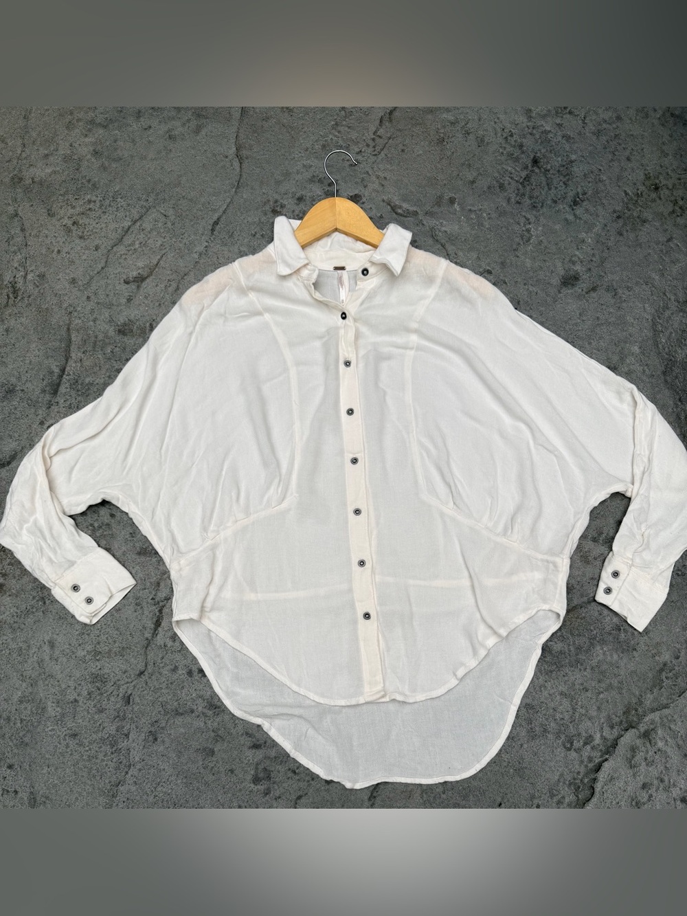 Women's White Button-Front Lightweight Shirt - Relaxed Fit